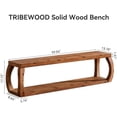 thumbnail image 2 of 2-Tier Solid Wood Dining Bench, 59" Long Farmhouse Entryway Bench with Open Shelves, Rustic Storage Wooden Seating for Kitchen, Entry, Living Room, Bedroom, Hallway (Rustic Brown)$$Furniture, 2 of 9