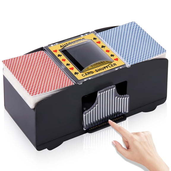 Meamaz Automatic Card Shuffler (2-Deck Capacity) – Battery-Powered (4xAA, Not Included) for Poker, UNO, Texas Hold’em, Home Parties & Casino Games