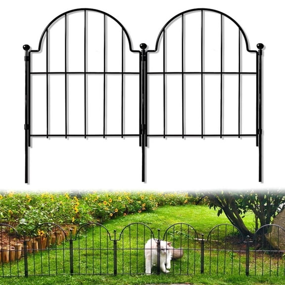 Blingluck Decorative Garden Fence, 10 Panels Rustproof Metal No Dig Garden Fencing Border, Total 17 in(H) x 10.83 ft(L) Outdoor Animal Barrier,Arched