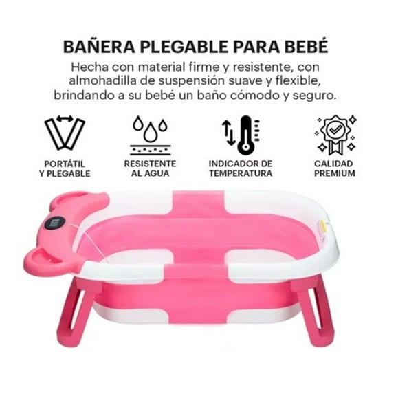 TINA DE BAÑO PARA BEBÉ ANGELIN PLEGABLE OSO ROSA