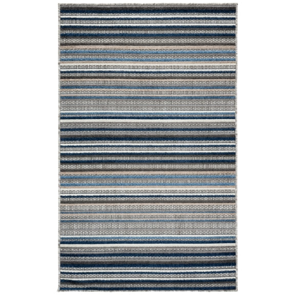 SAFAVIEH Cabana Fedelma Striped Indoor/Outdoor Area Rug, Grey/Blue, 4'5" x 6'5"