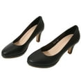 thumbnail image 5 of DADAWEN Womens Pumps Mid Heels Round Toe Minimal Platform High heels Bridal Wedding Party Prom Dress Shoes Black 6.5US, 5 of 6