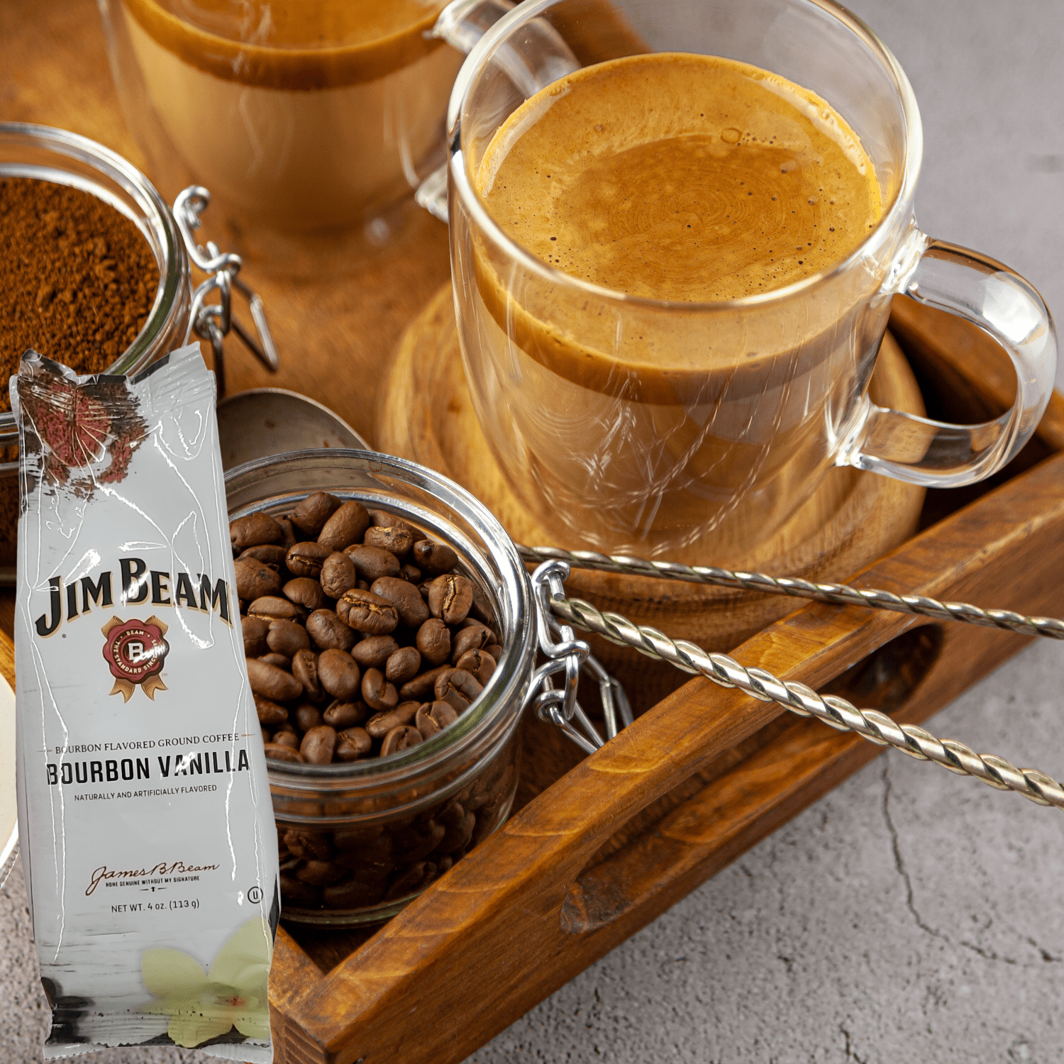 Jim Beam Bourbon Vanilla Ground Coffee, 100% Arabica, 4oz