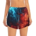 thumbnail image 2 of Pofeuu Red And Blue Fire Print Women's Athletic Shorts Running Workout Shorts Tummy Control Quick Dry Gym Shorts with Pockets Double layer sports shorts-Small, 2 of 7