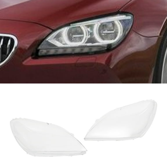 Left & Right Side Clear Headlight Lens Cover Pair For 2010-2015 BMW 6 Series M6 F06 F12 F13 640i 650i