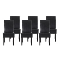 Noble House Monita Faux Leather Dining Chairs, Set of 6, Midnight Black, Espresso