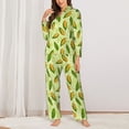 thumbnail image 2 of Honeii Fresh Corn print Women's Pajama Sets Long Sleeve Button Down Sleepwear Nightwear Soft Pjs Lounge Sets-X-Large, 2 of 7