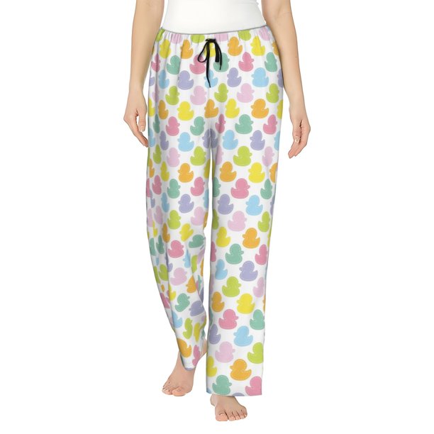 Balery Colorful Rubber Duck Pantalones de pijama para mujer, pijamas ultraligeros, pantalones de estar por casa-Small