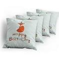 thumbnail image 5 of Ambesonne Vintage Throw Pillow Cover 4 Pack, Fox Greeting Text, 16", Almond Green Orange, 5 of 7