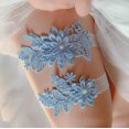 thumbnail image 4 of Juego de ligueros de boda, ligueros de encaje de novia, accesorios de lencería de boda (azul) Feliz Sencillez, 4 of 5