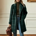 thumbnail image 2 of Luwomo Plaid Wool Coats for Women Fall Winter Casual Checkered Long Dress Blazer Jackets Trench Coats Peacoats,Dark Green,3XL, 2 of 5