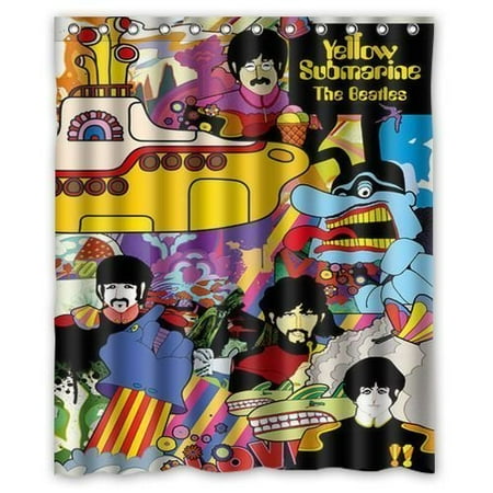 Deyou The Beatles Yellow Submarine Shower Curtain Polyester Fabric Deyou The Beatles Yellow Submarine Shower Curtain Polyester Fabric Bathroom Size 66x72 Inches