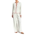 thumbnail image 2 of Honganda Women 2 Piece Lounge Set Long Sleeve Button Up Tops Contrast Color Split Pants Sleepwear Sets, 2 of 9