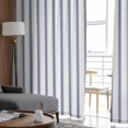 thumbnail image 4 of Navy Blue Striped Semi Sheer Curtains 108 Inch Length 2 Panels Set, Navy Blue White Stripes Farmhouse Sheer Kitchen Curtain Privacy Voile Window Curtain for Living Room Bedroom Rod Pocket Drapes, 4 of 7