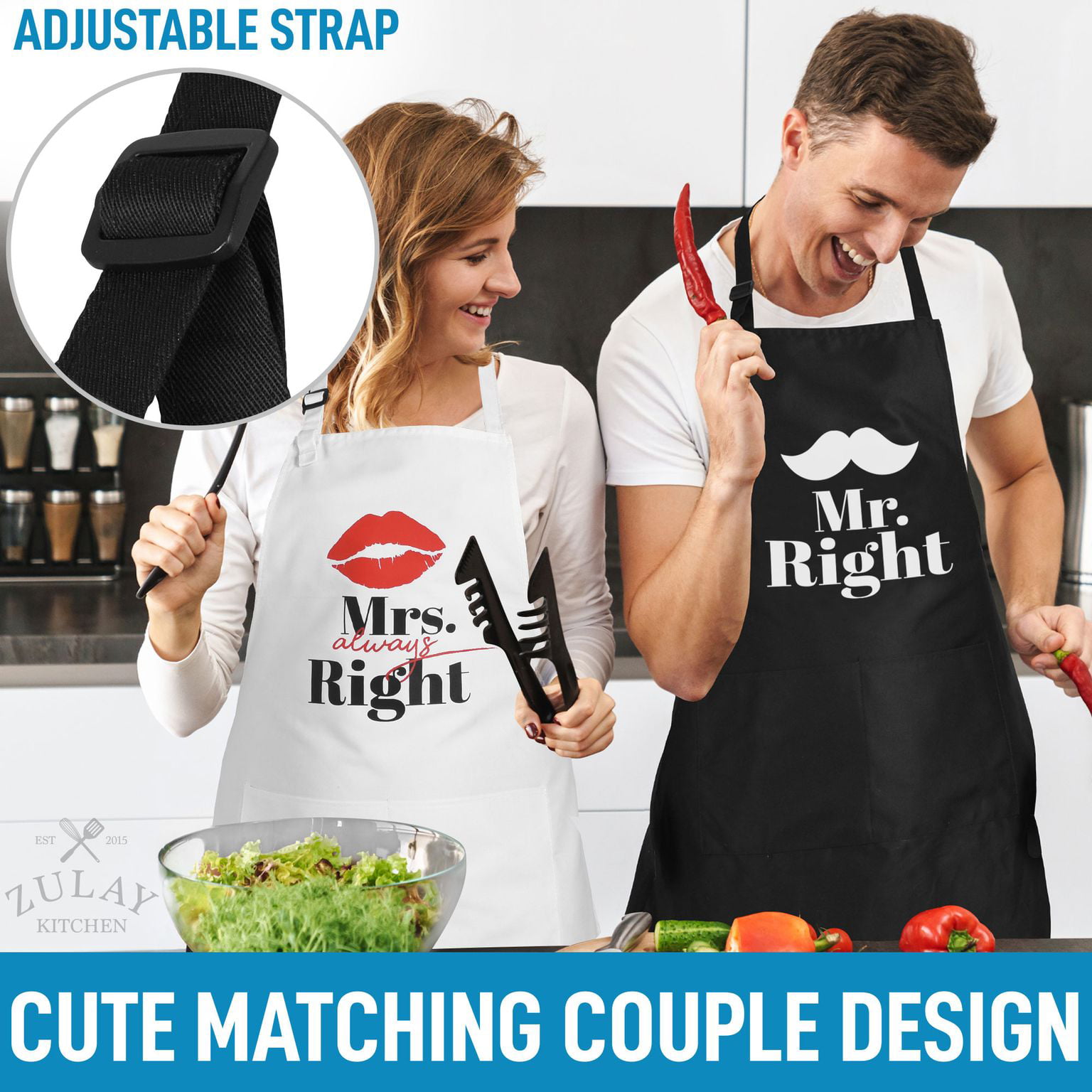 Zulay Kitchen Funny Aprons for Men, Women & Couples Black - Cooking Puns, 2  - Kroger
