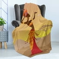 thumbnail image 4 of African Soft Flannel Fleece Throw Blanket, Creative Woman in Desert Gulls Flying Around Folk Female Print, Cozy Plush for Indoor and Outdoor Use, 50" x 60", Amber Tan, by Ambesonne, 4 of 5