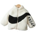 thumbnail image 3 of Godderr Baby Boys Girls Fall Winter Lamb Fleece Tops Padded Jacket for Newborn Colorblocking Thickened Cotton Coats Outerwear for Toddlers 9 Months-4 Years, 3 of 9