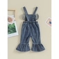thumbnail image 4 of Bagilaanoe Newborn Baby Girl Denim Jumpsuit Sleeveless Embroidery Overalls 3M 6M 9M 12M 18M 24M Infant Bell Bottom Flared Pants Summer Clothes, 4 of 8