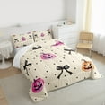 thumbnail image 3 of jejeloiu Halloween Funny Pumpkin Bedding Comforter Set,Kawaii Bow Bowknot Twin Comforter SetsPink Black Beige Bedding Set For Child,Ultra Soft Home Decor,2-Piece, 3 of 8