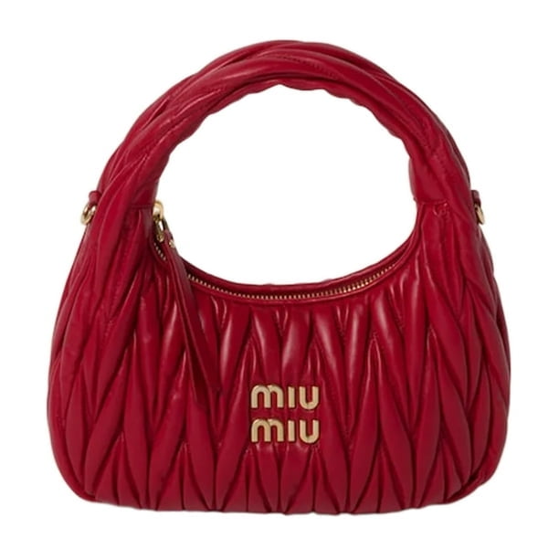 バッグ MIU MIU QUILTING LEATHER SHOULDER BAG Miu Miu Women's Rhombus Embroidery Thread Quilted Crossbody