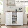 thumbnail image 5 of Luku 41.3" Farmhouse Buffet Cabinet with Storage - 3 Drawers & 2 Doors, White Buffet Cabinet for Kitchen, Dining Room, Living Room, Hallway - Rustic Modern Design, 5 of 7