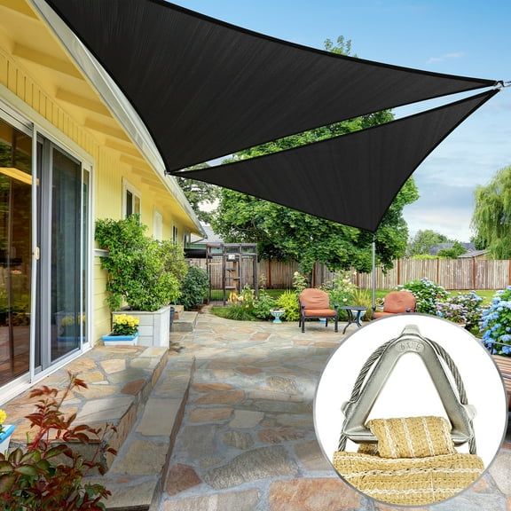 ShadeMart Pro Ring 12' x 12' x 12' Black Triangle Sun Shade Sail, Commercial Grade UPF50 Canopy, Reinforced Corners & Edges, 260 GSM Fabric Heavy Duty -3 Years Warranty (We Make Custom Size)