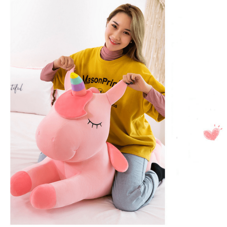 SAYTAY Plush Unicorn Stuffed Animal Pillows Toy Cute Soft White Unicorn Plushie with Rainbow Wings Gifts for Girls Pink 11.8 Walmart