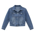 thumbnail image 4 of Women's Denim Jackets Multi Pockets Solid Color Long Sleeve Denim Jacket Collar Button Front Casual Trucker Coat Fall Winter Track Jackets with Pockets, 4 of 9