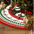 thumbnail image 4 of Jpxdew 90cm Christmas Tree Skirt with Festive Print, Felt-like Polyester Xmas Tree Mat with Snowflake Reindeer Plaid Design, Holiday Decor for Gift Display, 4 of 6