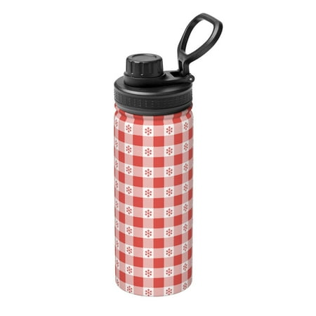 

Gaeub Checkered Christmas With Snowflakes Print Stainless Steel Water Bottle 18oz Sports Insulated Kettle for Women Men Suitable as a Gift