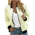 thumbnail image 3 of YUGYXL Trendy Color Block Bomber Jacket for Women Lightweight Zip Up Windproof Varsity Jacket Casual Stand Collar Outwear with Pockets Gift for Wife, 3 of 6
