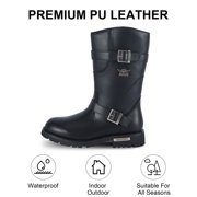 Dream Apparel Men's Motorcycle Boots PU Leather Waterproof With Side Zipper For Motorbike Riding Work Outdoor