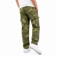 thumbnail image 4 of Rggeeun Toddler Boy Pants Cargo Pants Colorful Print Tapered Hem Ankle Length Multiple Pockets Relaxed Fit Drawstring Elastic Waist Workout Cozy Trousers,Green,13-14 Years, 4 of 5