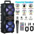 thumbnail image 5 of Lohoms Portable Wireless Speaker With Microphone, Dual 6.5" Subwoofer Bluetooth Speaker Heavy Bass Stereo Woofer Party Sound PA System, AUX, FM, Remote, LED Light, 5 of 13