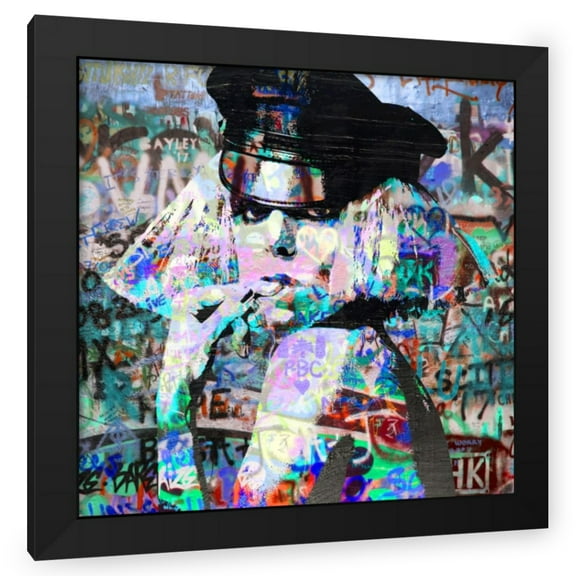 Stephen Chambers 20x20 Black Modern Wood Framed Wall Art Titled - Lady Gaga Heavygraffiti