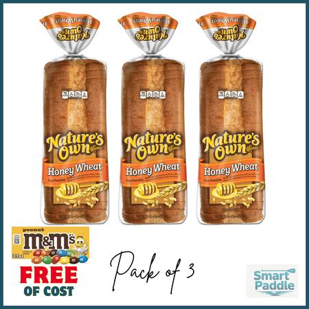 Nature's Own Honey Wheat Sandwich Bread Loaf, 20 oz, Shelf-Stable Pack of 3 And get 1 Free M&M's