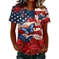 thumbnail image 2 of JTZGDY Womens Patriotic Shirts 4th of July American Flag Print Summer Short Sleeve Crewneck Graphic T-Shirts Trendy Holiday Oversized Tees Tops Multicolor#05 XXL, 2 of 6