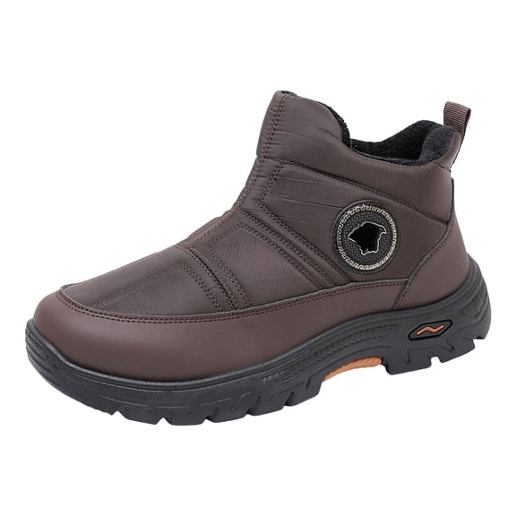 YLYL Winter Snow Boots for Men Waterproof Warm Fur Lined Slip on Outdoor Ankle Booties