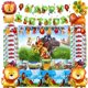 thumbnail image 2 of Juego de vajilla desechable del Rey León Simba para niños, mantel de paja, servilleta, plato, globo, suministros para fiestas de cumpleaños, 2 of 4