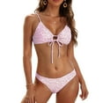 thumbnail image 6 of idosla Women's 2 Piece Bikini Sets Ditsy Floral Swimsuit Tie Back Swimwear (Pink, XS), 6 of 7