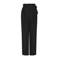 thumbnail image 6 of Diufon Wide Leg Pants for Women Ruffle Elastic High Waist Pants Side Lace-Up Waist Pants with Pockets, 6 of 7