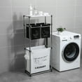 thumbnail image 2 of 3 Tier Rolling Laundry Sorter with 4 Removable Bags, Wheels and Hooks, Fabric Hamper for Organizing Lights Darks, Waterproof MDF Board, Black White, 2 of 8