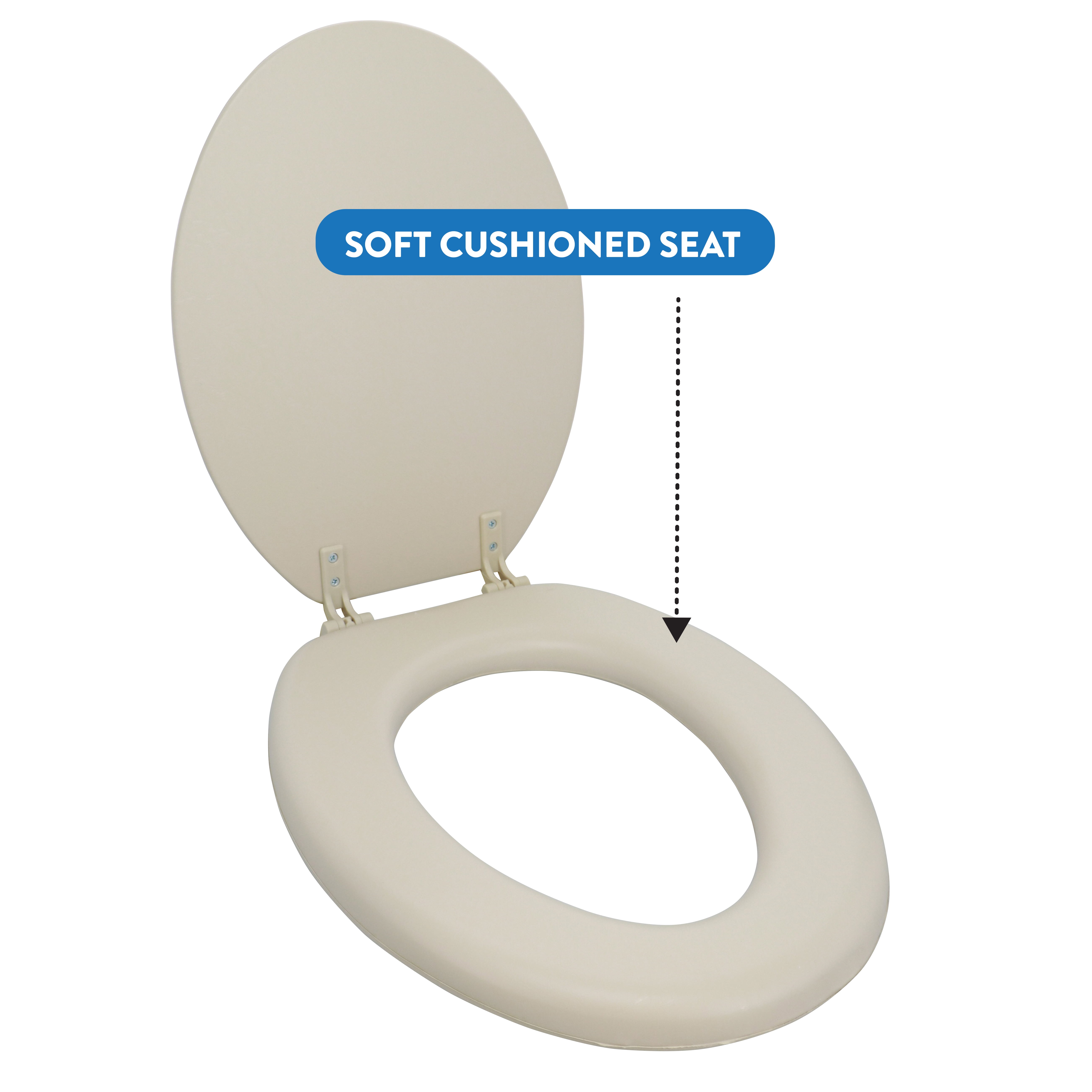 Ginsey Elongated Soft Cushion Toilet Seat, Champagne