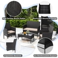 thumbnail image 3 of Gotland 4-Piece Outdoor Patio Furniture Set, Wicker Rattan Chairs & Sofa with Cushions and Glass Coffee Table, Conversation Set for Backyard, Lawn, Porch, Pool, Garden,Khaki, 3 of 9