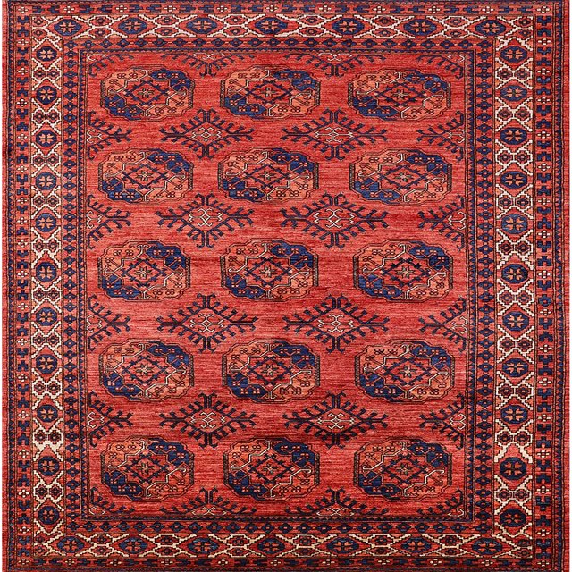 Ahgly Company Tapis Carrés d'Intérieur Mi-Siècle Moderne Rouge Canneberge Zone Orientale, 5' Carré