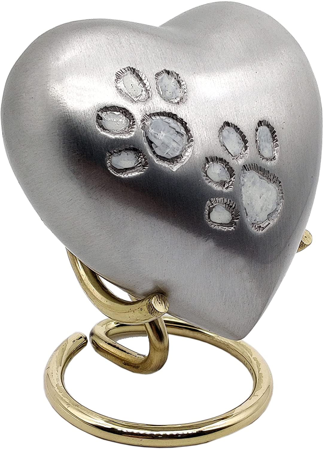 5MOONSUN5's Handcrafted Heart Urn Keepsake Cremation Paw Urn for Human pet Ashes Engraved Urn Heart Shaped - Perfect for Adults & Infants Honor Your Loved One. Comes with Brass Stand & Premium Box