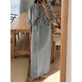 thumbnail image 2 of Women 2 Piece Skirt Sets Oversized Long Sleeve Top and Maxi Skirts Travel Vacation Set Gray L, 2 of 7
