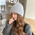 thumbnail image 2 of Knit Beanies for Women Soft Warm Stretchy Bonnet Hat Beret Roll up Edge Fall Winter Cap for Ski Travel Work Headwear, 2 of 7