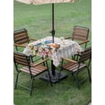 thumbnail image 4 of Outdoor Tablecloths with Umbrella Hole & Zipper, Birds Floral 60x60 Inch Square Tablecloths, Farmhouse Country Pink Flower Leaf Grey Plaid Waterproof Table Cloth, Patio/Pool/Picnic Table Covers, 4 of 8