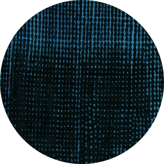 Ahgly Company Machine Washable Indoor Round Abstract Turquoise Blue Modern Area Rugs, 3' Round